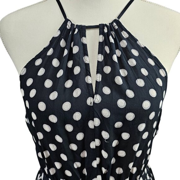Maeve By Anthropologie Polka Dot Halter Asymmetrical Black And White Mini Dress - Picture 4 of 11